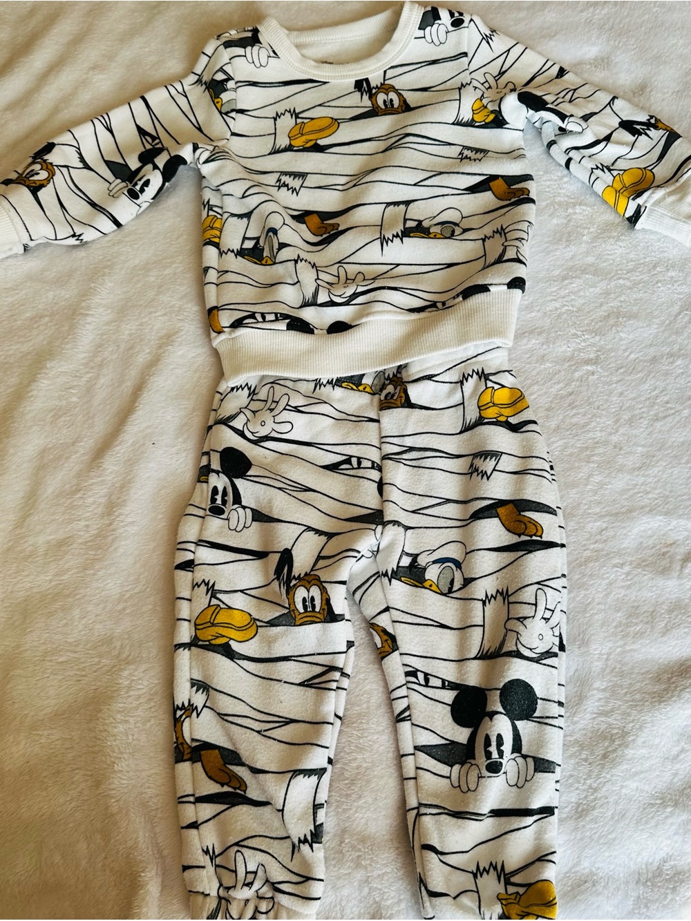 Disney White, Black and Yellow Mickey & Friends Two-Piece Bodysuit Set